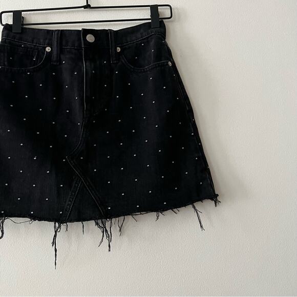 Madewell Rigid Denim A-Line Mini Skirt: Metallic Dots Edition - Picture 3 of 6